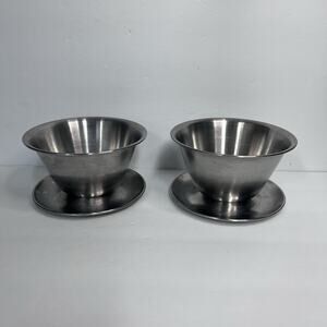 vintage stainless steel leonard silver korea gravy boat sauce thanksgiving